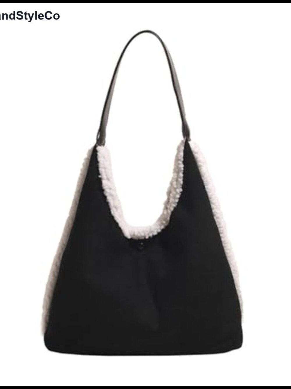 Suede Tote Bag with Lamb Wool Trim Large Capacity Shoulder Bag